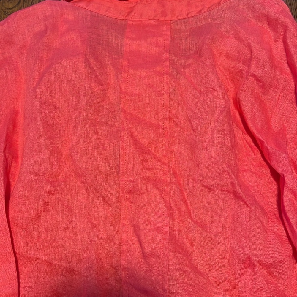 Elliott Lauren bright coral Linen long sleeve button down shirt XL - Picture 7 of 12